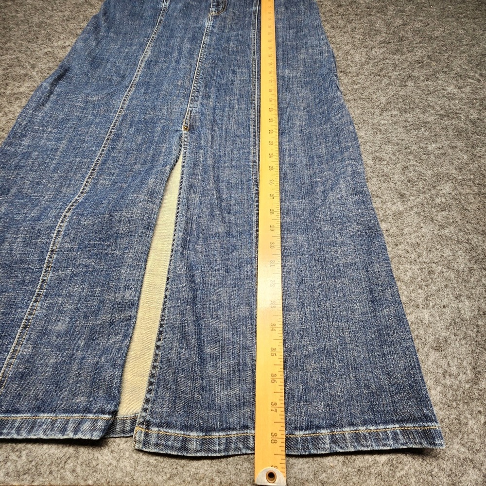 Eddie Bauer Womens Long Denim Jean Maxi Ankle Skirt Front Slit 12 Long - Picture 6 of 7